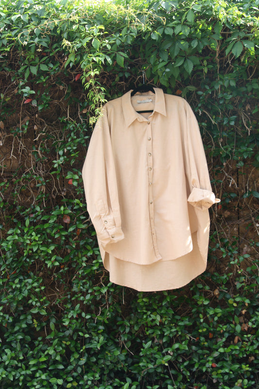 The Oversized Linen Shirt-Beige