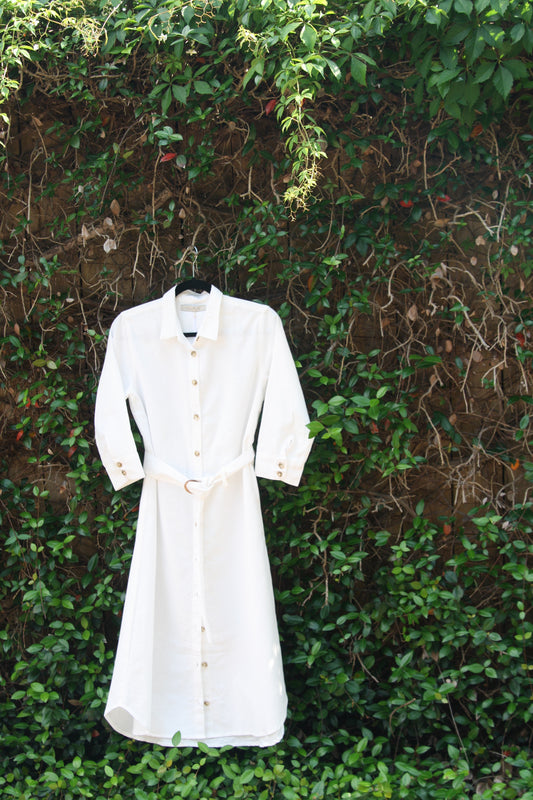 The Linen Shirt Dress in Off White